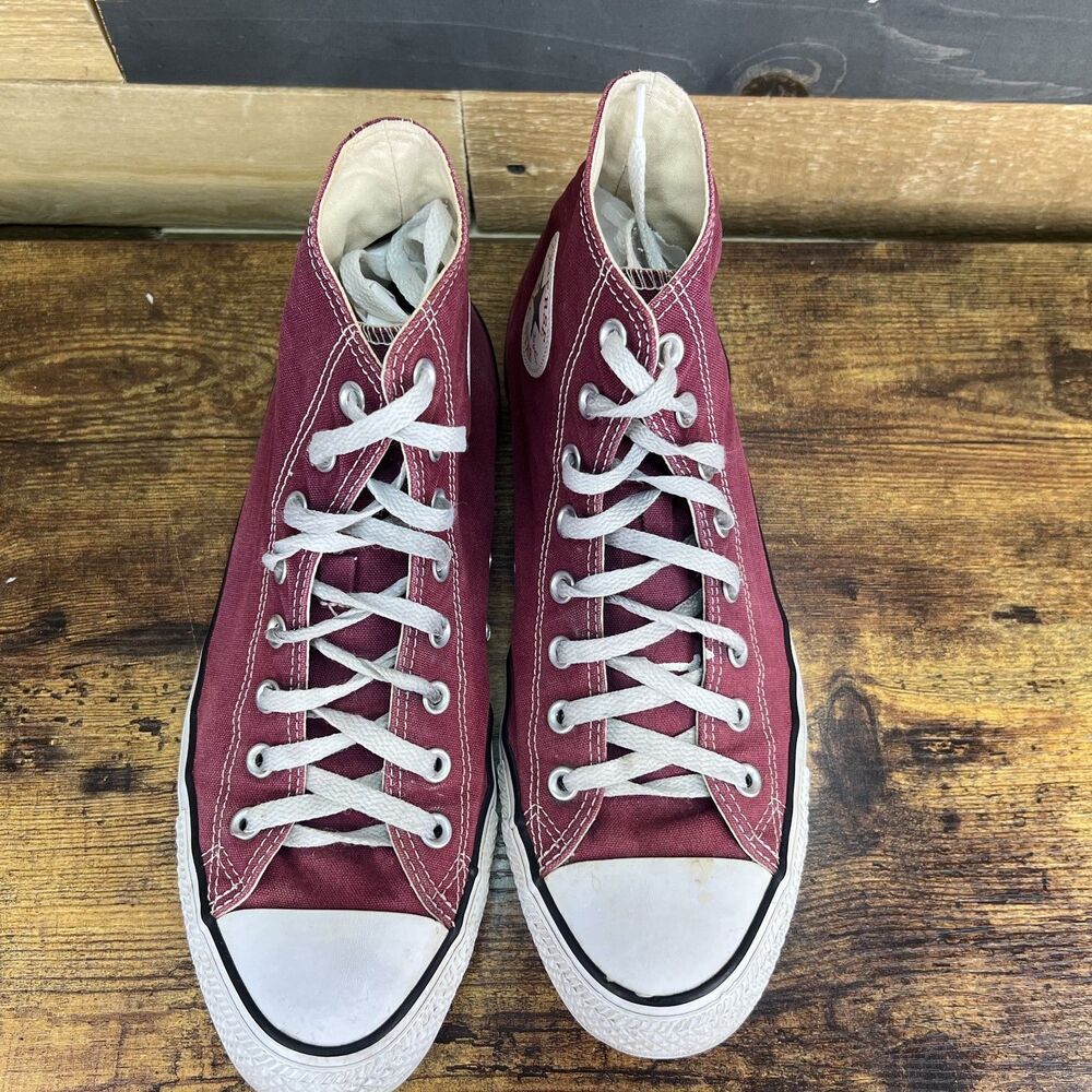 Vintage Converse All Star High Top Sneakers Maroon Burgundy M11 W13 - Picture 11 of 16